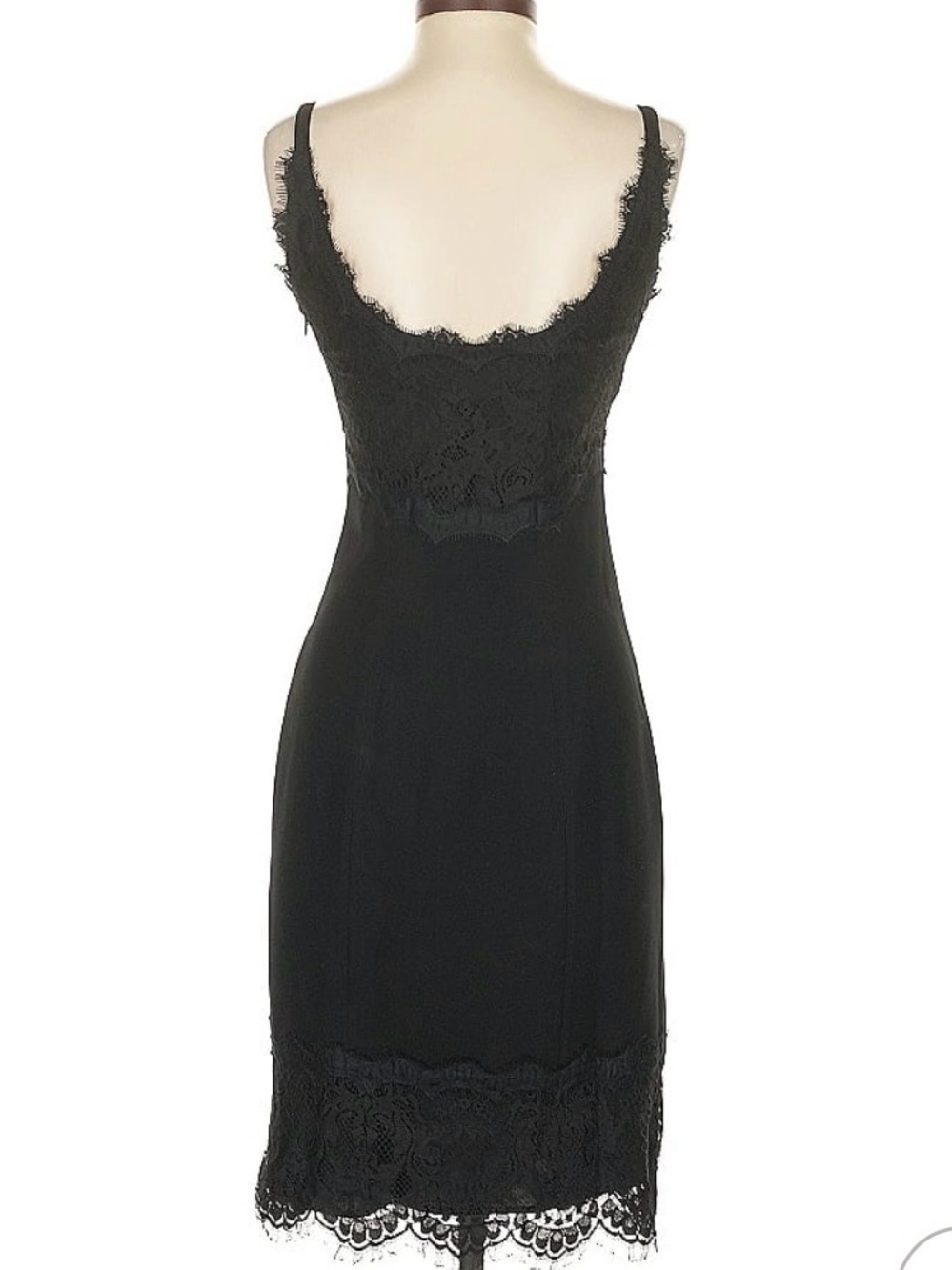 Diane von Furstenberg DVF Black Lace Slip Cocktail Dress Size 2
